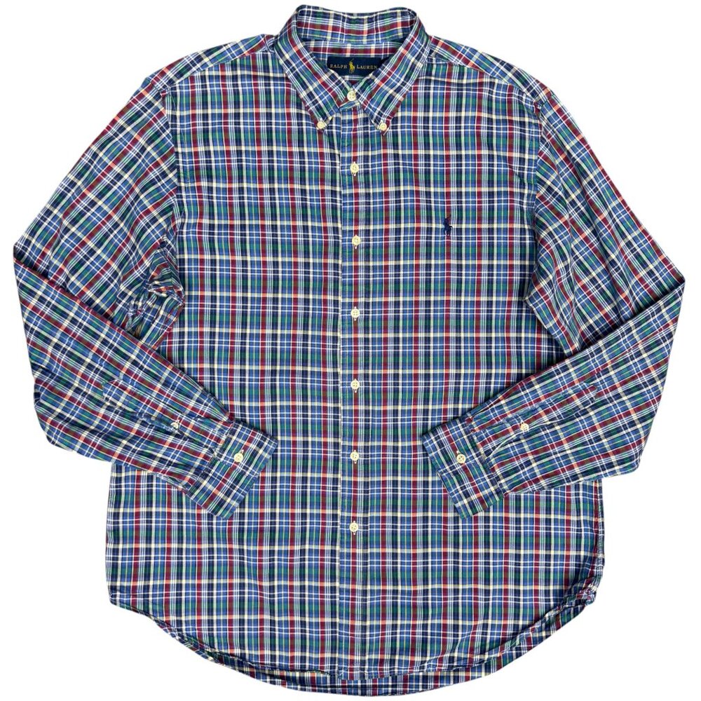 EUC Men's RALPH LAUREN Oxford Long Sleeve Plaid Button Down Shirt | Size L